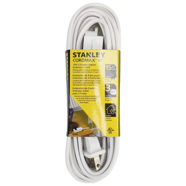 STANLEY CORDMAX 15' 3-OUTLET INDOOR EXTENSION CORD