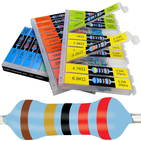 EEEEE 1/2W 30 VALUES 600PCS INDIVIDUAL COMPARTMENT 1 OHM-1M OHM WITH 1% METAL FILM RESISTOR