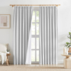Image 1 : WHITE LINEN FULL BLACKOUT CURTAINS PINCH PLEATED 96 INCH 2 PANELS, 100% BLOCK OUT THERMAL