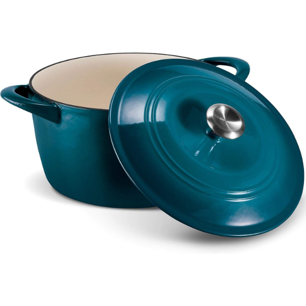 TRAMONTINA ENAMELED CAST IRON 7-QT. COVERED ROUND DUTCH OVEN - BLUE -SU