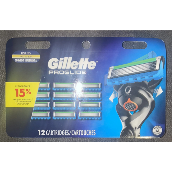 GILLETTE PROGLIDE RAZOR BLADES FOR MEN - 12 REFILL CARTRIDGES 