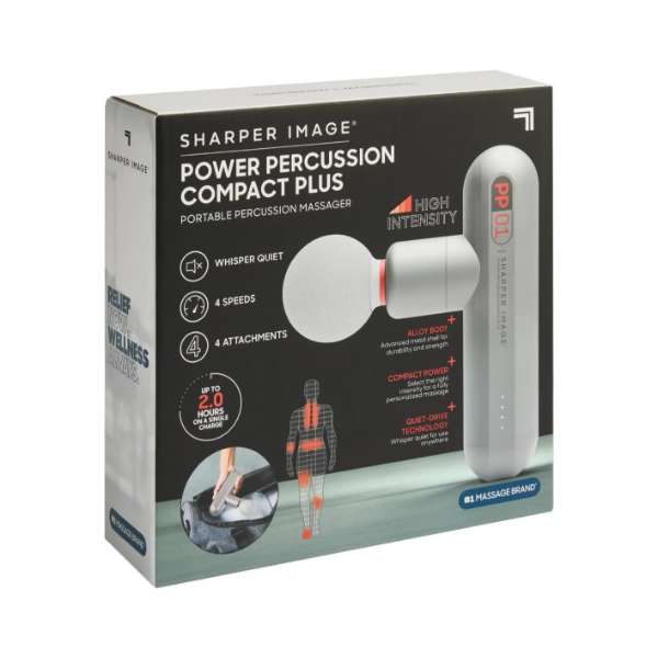 SHARPER IMAGE COMPACT SPORT POWER PERCUSSION MASSAGER, RED (SLIGHTLY USED)