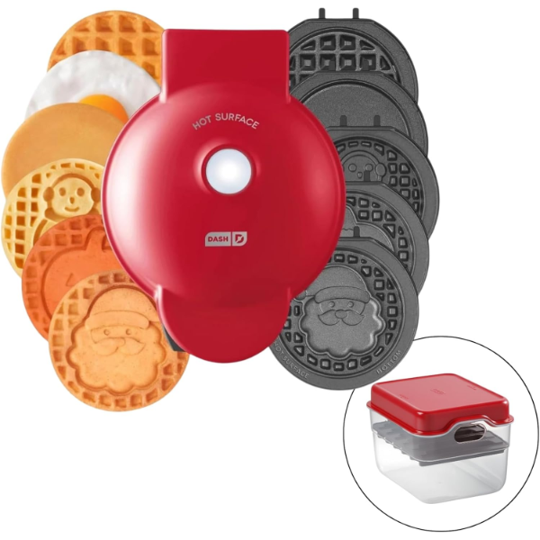 DASH MULTIMAKER MINI SYSTEM - WAFFLE MAKER WITH FIVE 4” REMOVABLE PLATES