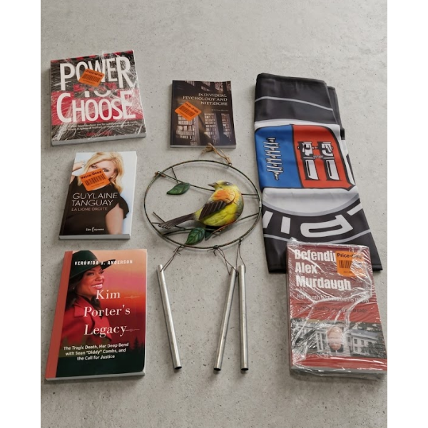 5-Book Bundl with Bird Wind Chime & Graphic Apparel