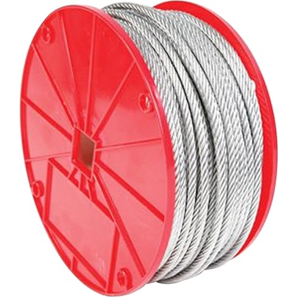 002023 500FT WIRE ROPE CABLE, MEDIUM STRENGTH, 1/16 BY 7 X 7 CABLE, GALVANIZED STEEL, 96 LBS. WORKIN