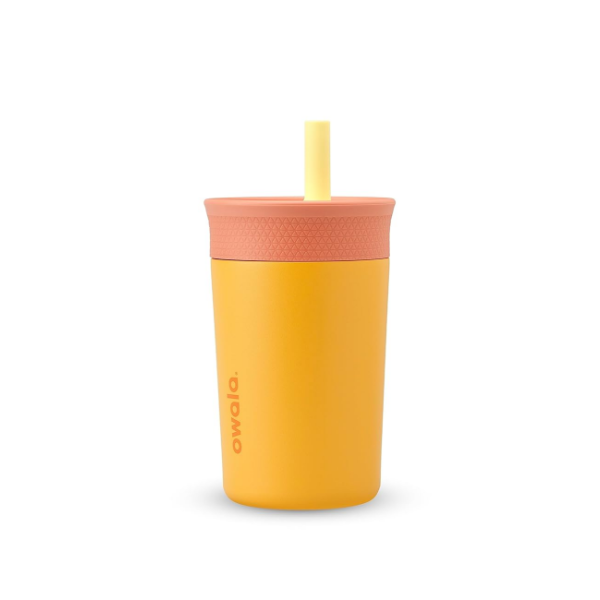 OWALA KIDS INSULATION STAINLESS STEEL TUMBLER WITH SPILL RESISTANT FLEXIBLE STRAW -N