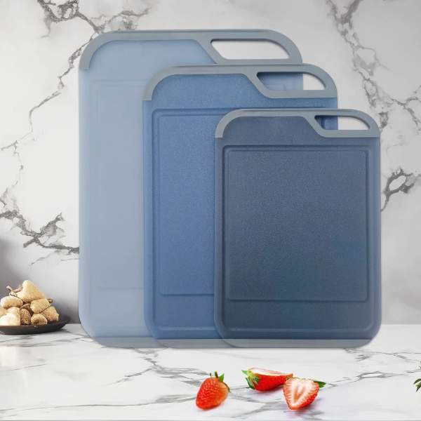 NEOFLAM TRANSLUCENT CUTTING BOARD SET WITH NON-SLIP DESIGN, 3-PIECE (USED)