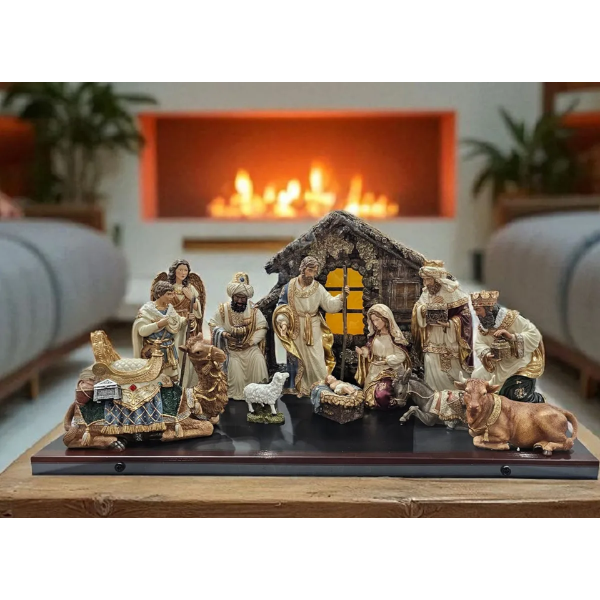 HAND-PAINTED CHRISTMAS NATIVITY SET