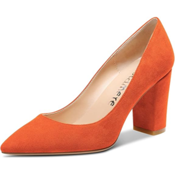 WOMEN'S MID CHUNKY BLOCK HEEL POINTED TOE SLIP-ON CUTE CLASSIC SHOES 3" HEELS (SIZE-9)