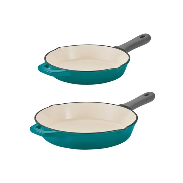 TRAMONTINA ENAMELED CAST IRON SKILLETS, 2-PIECE