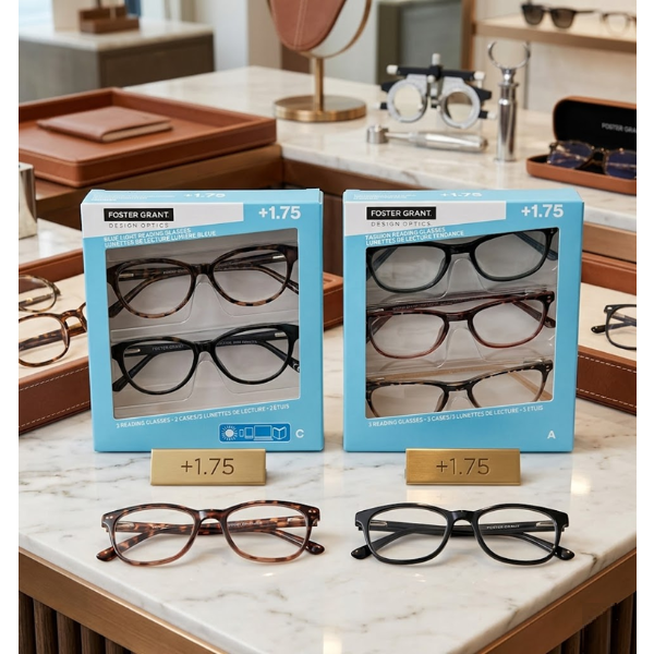Foster Grant +1.75 Blue Light Reading Glasses (2 BOX)