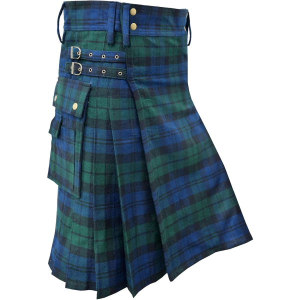 KILT EMPORIUM UTILITY KILT FOR MEN - MODERN KILTS WITH CARGO POCKETS (SIZE:48)