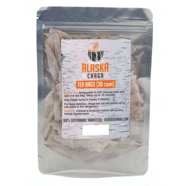 ALASKAN WILD CHAGA MUSHROOM TEA BAGS - SUSTAINABLY HARVESTED, ORGANIC, NON-GMO, GLUTEN FREE