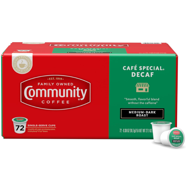 COMMUNITY COFFEE CAFÉ SPECIAL DECAF 72 COUNT COFFEE PODS