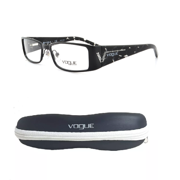 VOGUE VO3660B (EYEWEAR) WITH HARD GLASSES CASE, BLACK AND WHITE WITH LENS