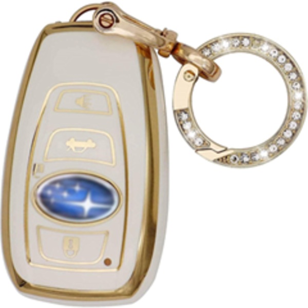 SUBARU KEY FOB COVER, SOFT FULL PROTECTION KEY CASE SHELL WITH KEYCHAIN COMPATIBLE
