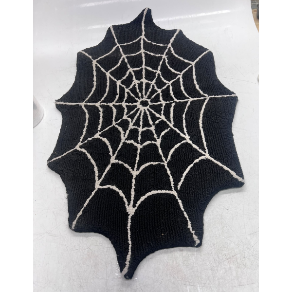 BLACK HALLOWEEN SPIDER WEB SHAPE RUG -U