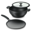Image 1 :  TRAMONTINA CAST IRON DEEP KADAI AND FLAT TAWA COOKWARE SET -U