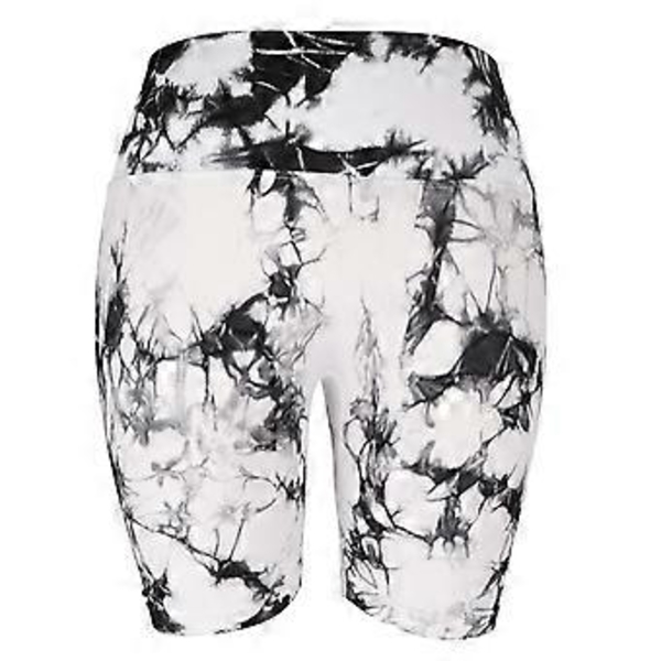 HIGH WAISTED SLIM FIT YOGA SHORTS TIE DYEING COMFORTABLE (LARGE) (SIMILAR, COLOR BROWN)