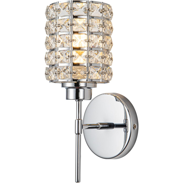CRYSTAL WALL SCONCES, SILVER WALL LIGHT FIXTURES, BEDROOM WALL LIGHTS WITH CRYSTAL SHADE