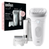 Image 1 : BRAUN SILK-ÉPIL 7 WIDE HEAD WET AND DRY EPILATOR, INCLUDES MINI TRIMMER AND POUCH -N