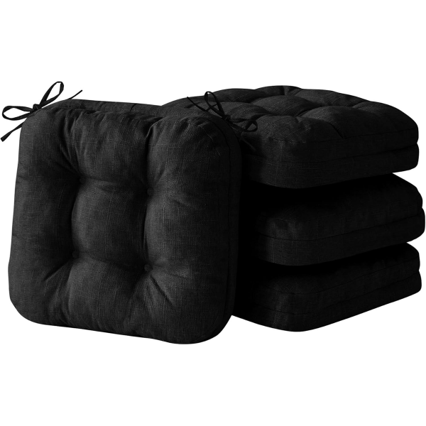 CHAIR CUSHIONS, FOAM DINING CHAIR CUSHIONS, TUFTED INDOOR CHAIR PADS,16.5” X 16.5” X 3.5”, SET OF 4