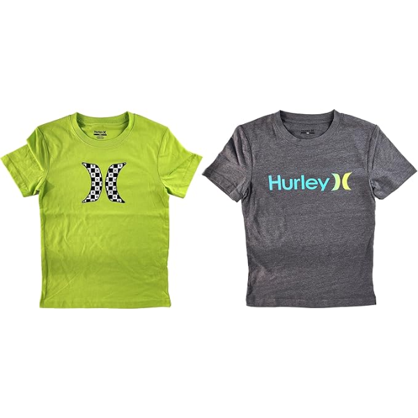 HURLEY - BOY'S LOGO T-SHIRT, 2 PACK, AGES 14 TO 16 (GREEN) -N