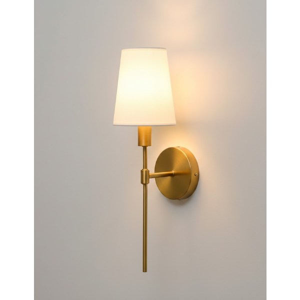 BATTERY OPERATED WALL SCONCE, WHITE FABRIC SHADE RECHARGEABLE WALL LIGHTS 