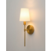 Image 1 : BATTERY OPERATED WALL SCONCE, WHITE FABRIC SHADE RECHARGEABLE WALL LIGHTS 