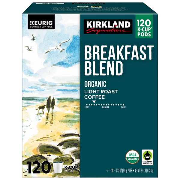 Kirkland Signature Coffee Organic Breakfast Blend K-Cup Pod BB: 4/2027 