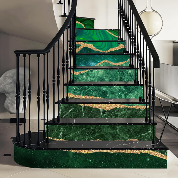 FUNLIFE 14 STRIPS ORIGINAL HAND DRAWN MARBLE STAIR RISERS STICKERS PEEL AND STICK