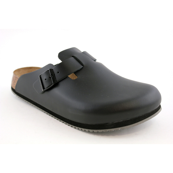 BIRKENSTOCK NEW W/O BOX BOSTON SUPER GRIP BLACK LEATHER NARROW SIZE 44 (NEW, NO BOX)