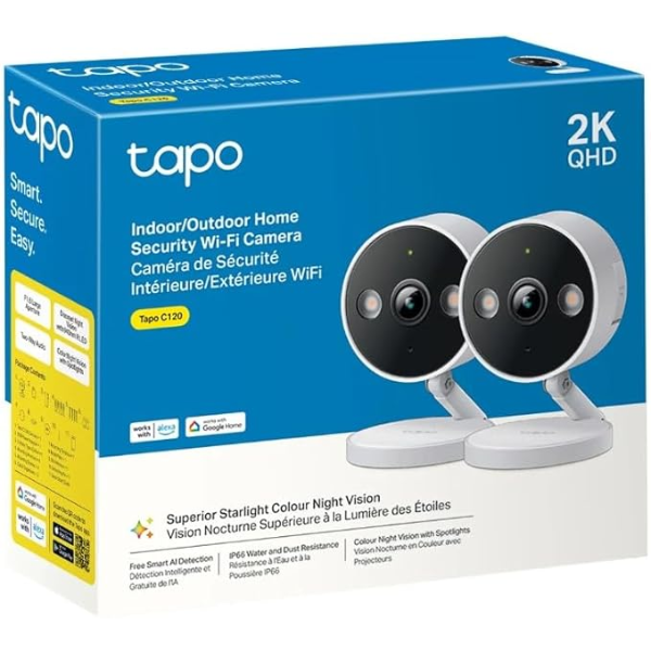 TP-LINK TAPO 2K QHD SECURITY CAMERA 2-PACK INDOOR/OUTDOOR (NEW)