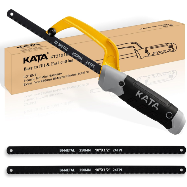 KATA 10 INCH ALUMINUM FRAME COMPACT HAND OPERATE MINI HACK SAW, SMALL HAND SAW.