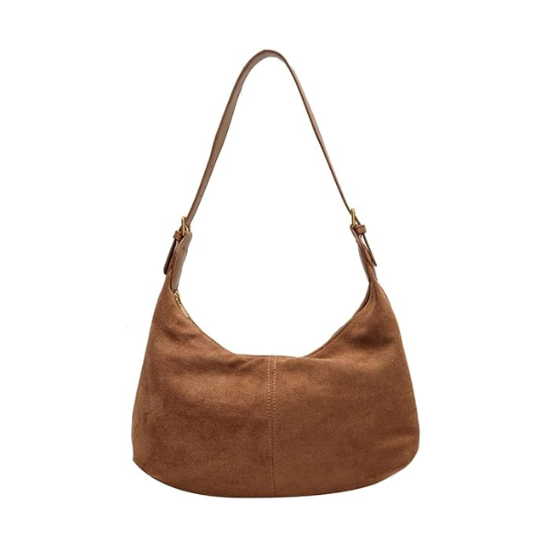 SLOUCHY TOTE BAG WOMEN FAUX SUEDE CRESCENT SHOULDER BAG