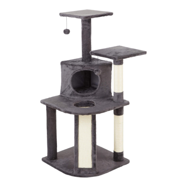 CAT CRAFT PLATFORM CAT TREE WITH CONDO & SCRATCHER, 44.5-IN, DARK GREY (USED)