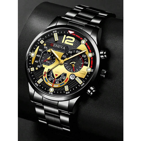 CROSS-BORDER E-COMMERCE STEEL BELT CALENDAR QUARTZ MEN'S WATCH -N