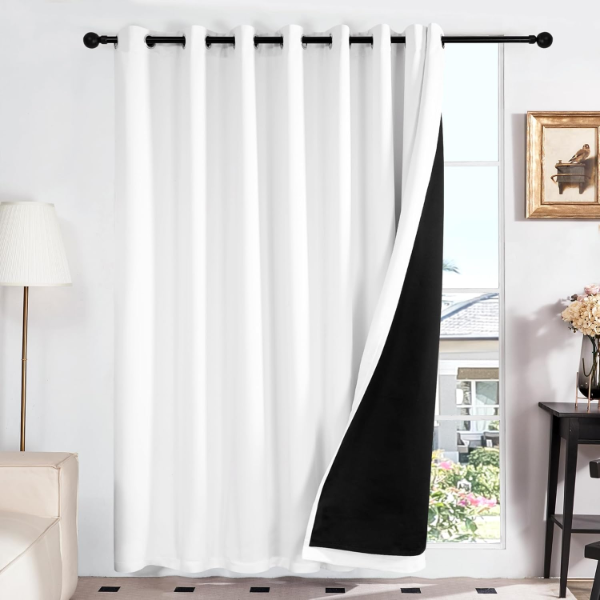 DECONOVO DOUBLE LAYER FULLY BLACKOUT CURTAINS, NOISE REDUCTION CURTAINS, THERMAL INSULATED CURTAINS 