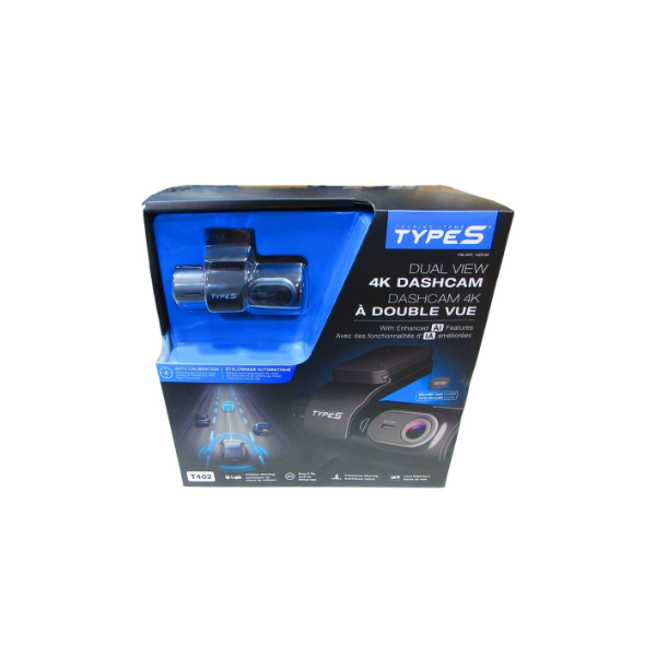 TYPE S T402 4K DUAL VIEW DASHCAM (GOOD WITH BOX, NO SD CARD)