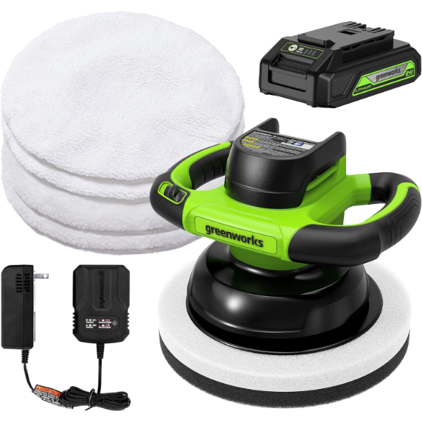 GREENWORKS 24V POWERFUL 10" CORDLESS ORBITAL BUFFER -SU, NO BATTERY