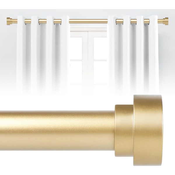 GOLD CURTAIN RODS FOR WINDOWS 66 TO 120 INCH