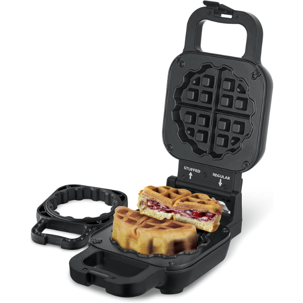 SALTON STUFFED WAFFLE MAKER, MAKES 2-INCH THICK BELGIAN WAFFLES WITH SWEET OR SAVORY FILLINGS