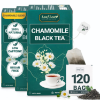 Image 1 : MANZANILLA PREMIUM Y TÉ NEGRO – 120 BOLSAS DE TÉ DE MANZANILLA FLORES PARA RELAJACIÓN