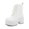 Image 1 : GOOMASHOES WOMEN'S LACE UP CHUNKY GOTH PLATFORM BOOTS (SIZE 7)