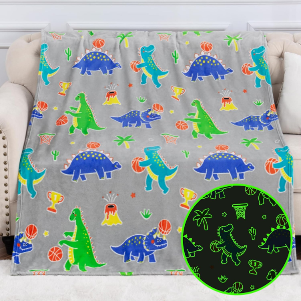 DINOSAUR TOY GIFTS BLANKETS GLOW IN THE DARK FOR BOYS GIRLS