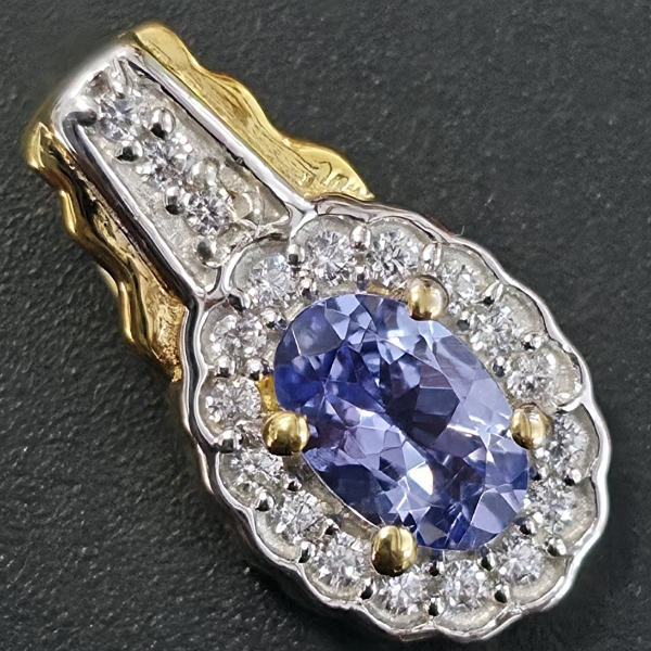 GOLD PLATED SIL TANZANITE WHITE TOPAZ(0.45CT) PENDANT