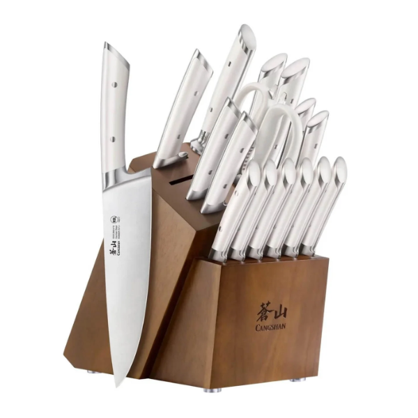 CANGSHAN RAINIER SERIES GERMAN STEEL FORGED KNIFE BLOCK SET, 17-PIECE