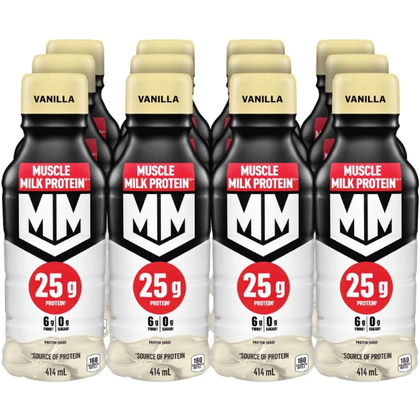 MUSCLE MILK VANILLA PROTEIN SHAKE, 414ML BOTTLE, 12 PACK