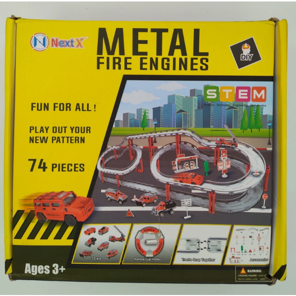 NEXTX METAL FIRE ENGINES STEM RACE TRACK DIY FOR AGES 3+