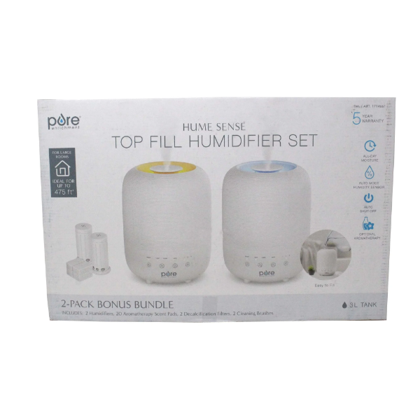 PURE ENRICHMENT EASY TOP FILL HUMIDIFIER SET BUNDLE 2 PACK, 3L TANK